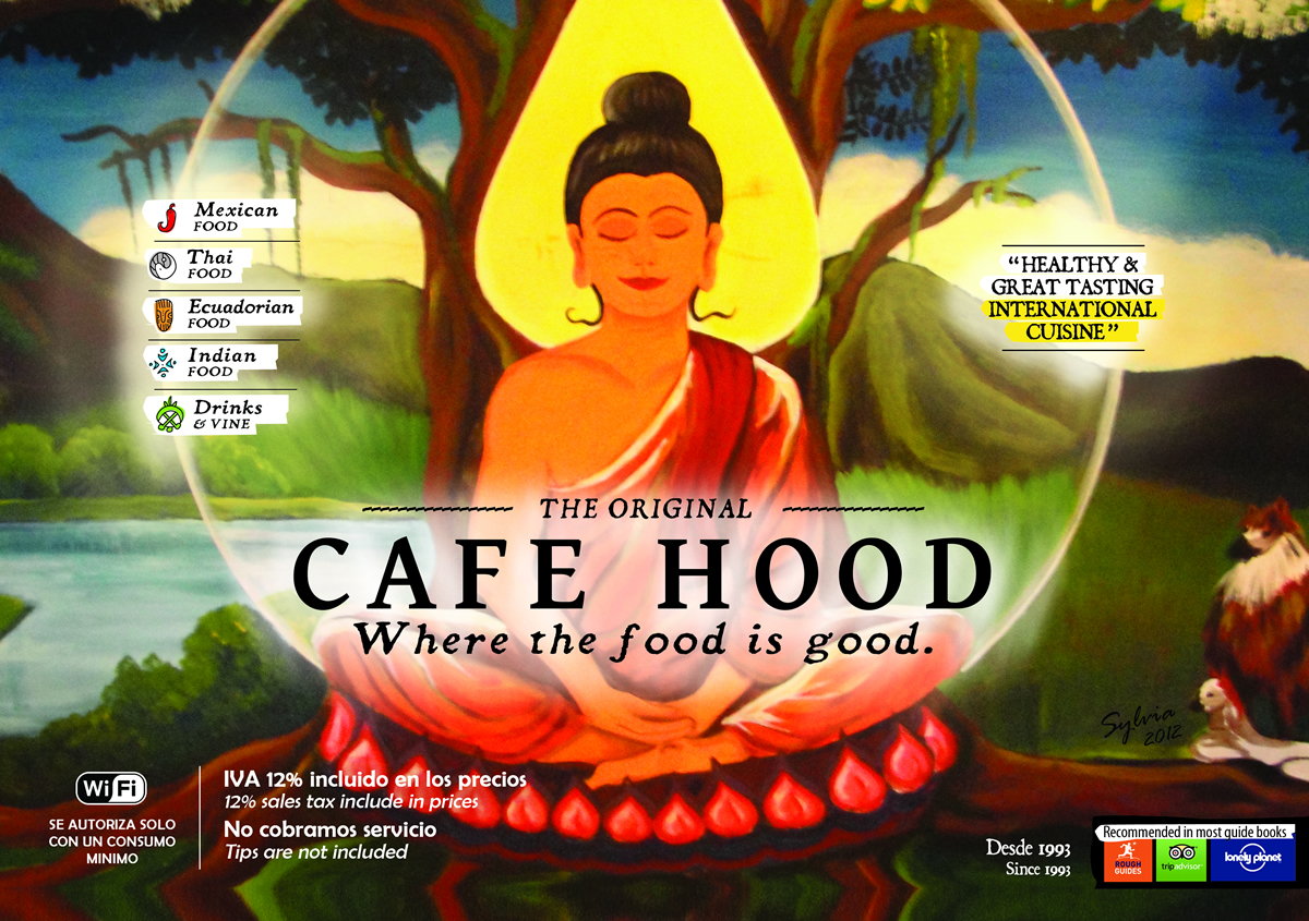 Cafe Hood Restaurant Banos Ecuador - Menu Cover